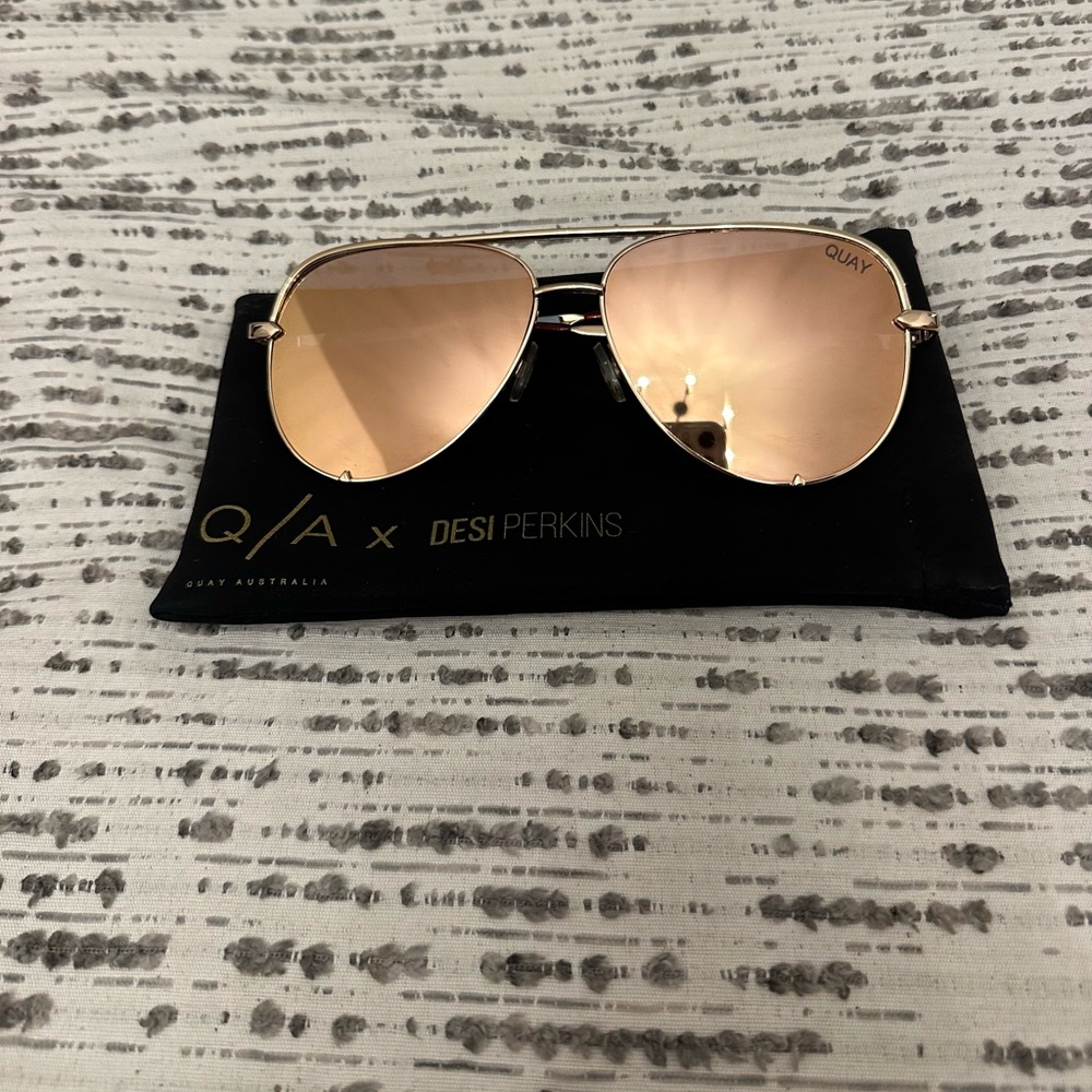 Quay Australia Rose Gold Aviator Sunglasses